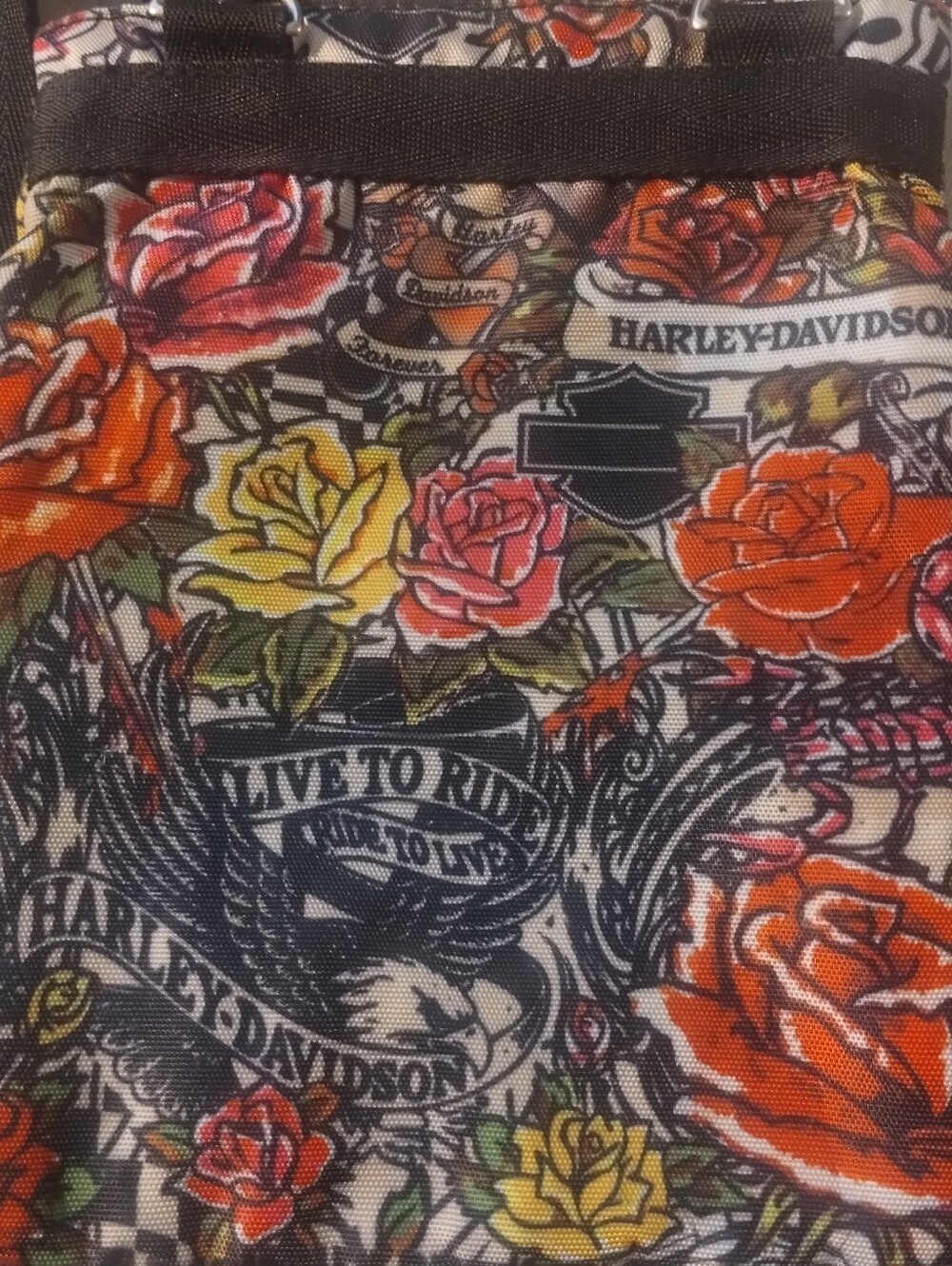 Harley-Davidson Floral Rose Crossbody Bag in Red, Orange, Yellow, Pink, Black